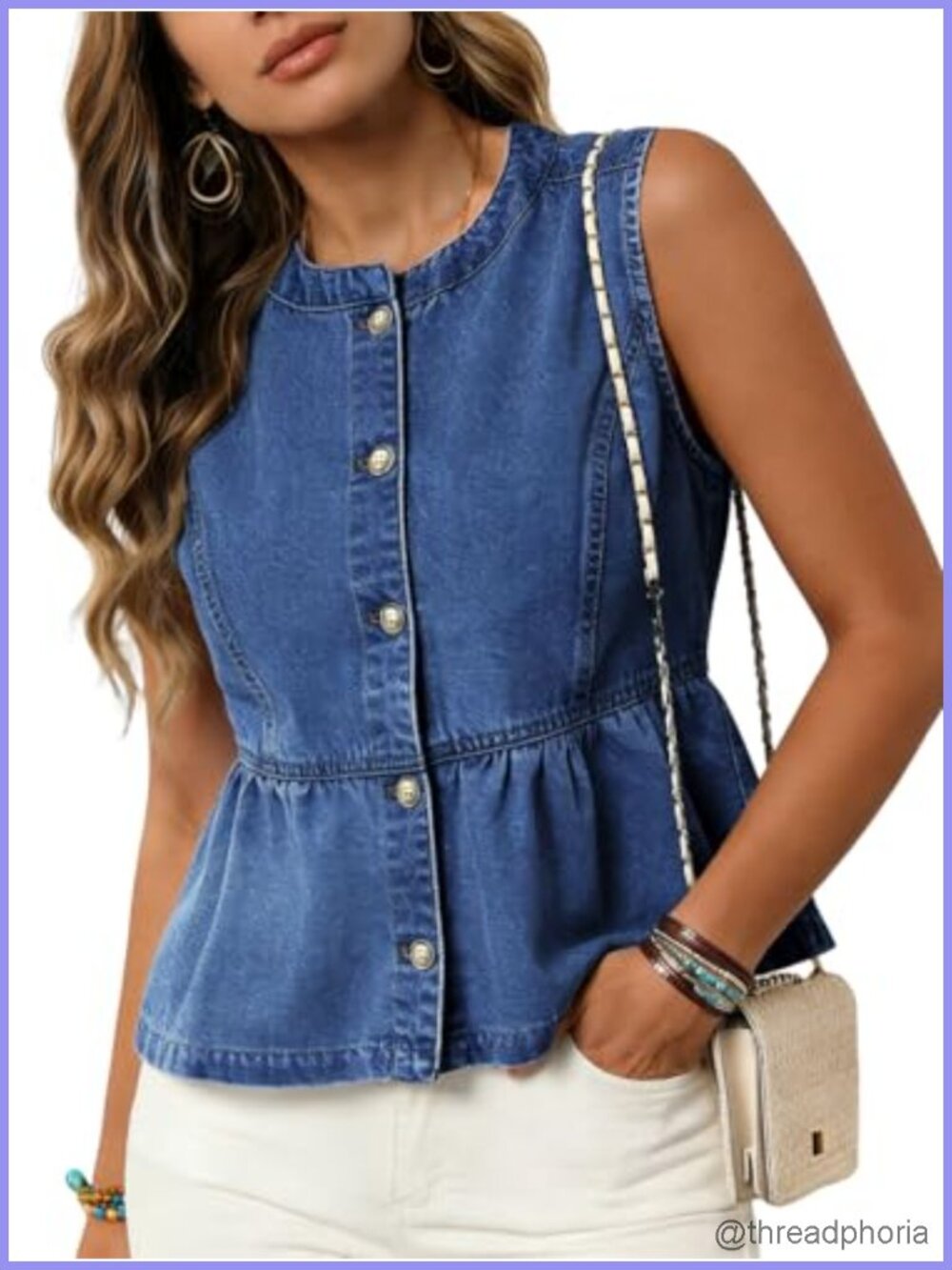 Casual Sleeveless Button Down Denim Vest Top Women's 2026 Trendy